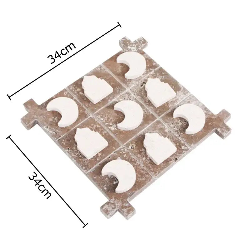 Modern black and tan decorbites acrylic tic-tac-toe chessboard set with 34cm stone tile and white moon and tombstone pieces