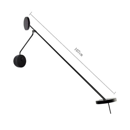 Black telescopic wall lamp with sleek articulated arm and circular fixtures for minimalist bedroom lighting decorbites black telescopic