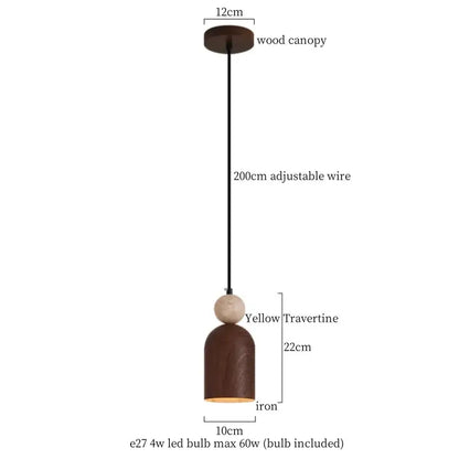 Modern black travertine led pendant light with brown iron and yellow travertine accent for dining room decorbites black travertine