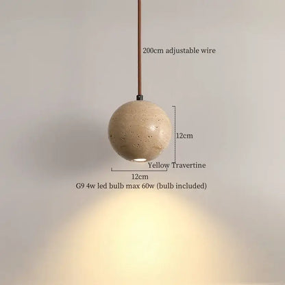 Modern black travertine led pendant light with textured yellow travertine stone and adjustable 200cm wire for dining room decorbites black travertine