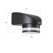 Modern black tubular metal wall washer sconce with sleek design and silver accent ring for outdoor backyard lighting