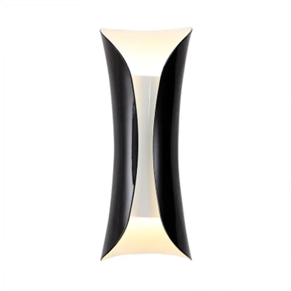 Modern black and white curved wall mounted bedside lamp with sleek minimalist design compatible with e26 e27 bulbs