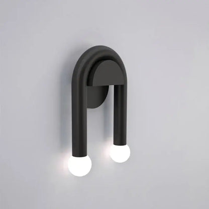 Modern black u-shaped led wall lamp with two spherical white bulbs for bedroom decorbites led wall lighting