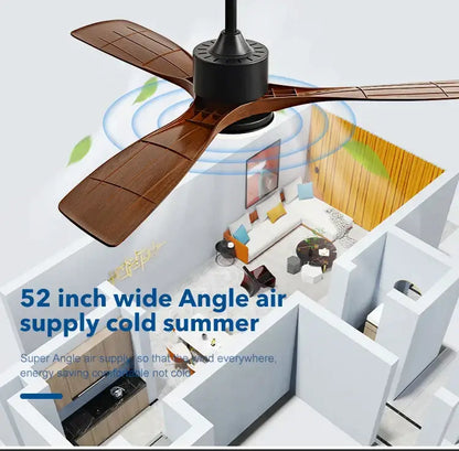 Modern black walnut ceiling fan with brown wooden blades black hub led light and remote control for bedroom use