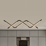 Modern black metal pendant light with angular zigzag design and integrated led lighting for 110v-120v use