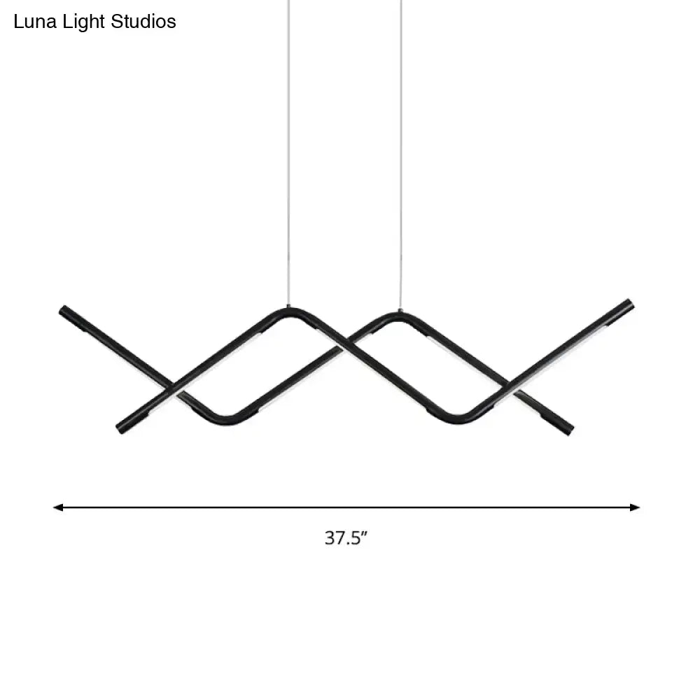 Black modern pendant light with sleek intersecting angular arms decorbites waved led island dining room light 110v-120v
