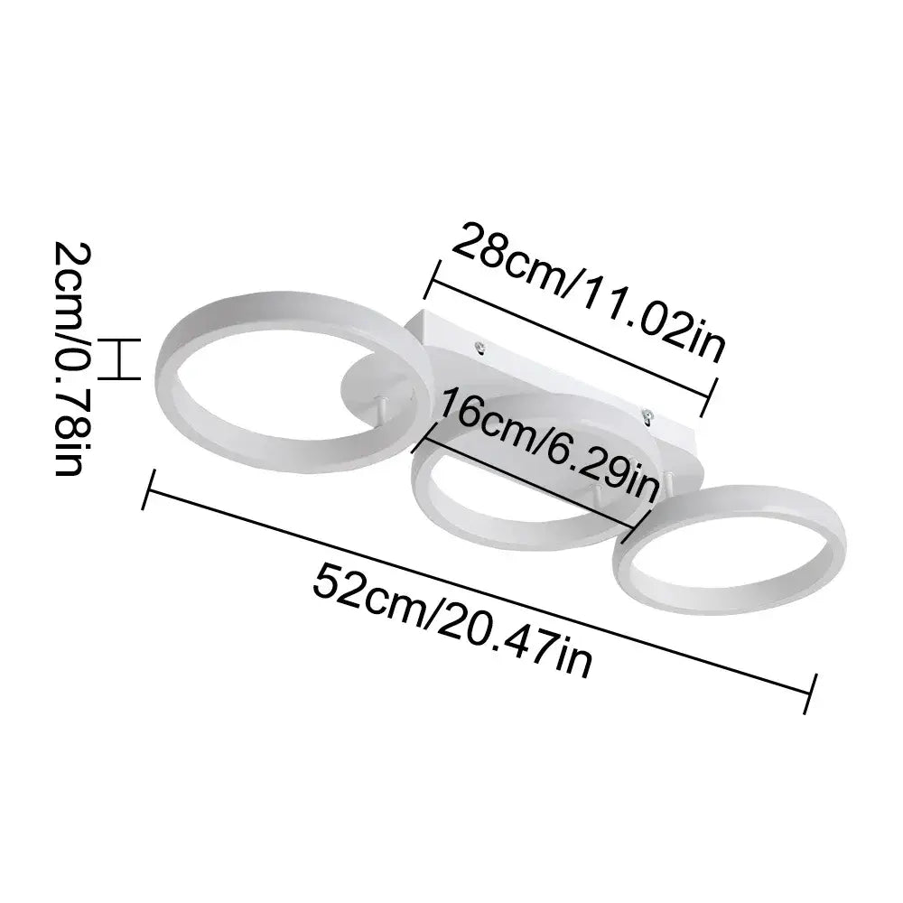 Modern black and white acrylic led ceiling lamp with three circular rings for living room decorbites acrylic led lighting