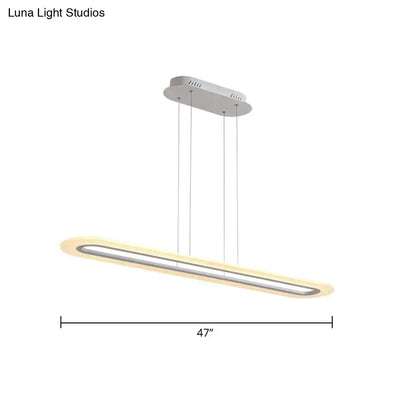 Decorbites minimalist led island light fixture with acrylic oblong design and stepless dimming in brushed metallic finish