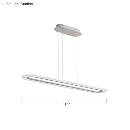 DecorBites™ minimalist white acrylic oblong light fixture with sleek oval design and three hanging cords with remote control