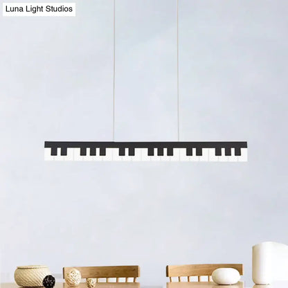 DecorBites™ modern acrylic piano key chandelier lamp fixture in black and white for kids LED ceiling light