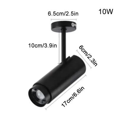 Modern black cylindrical track lighting fixture with 10w power and decorbites adjustable beam ceiling spotlight for office