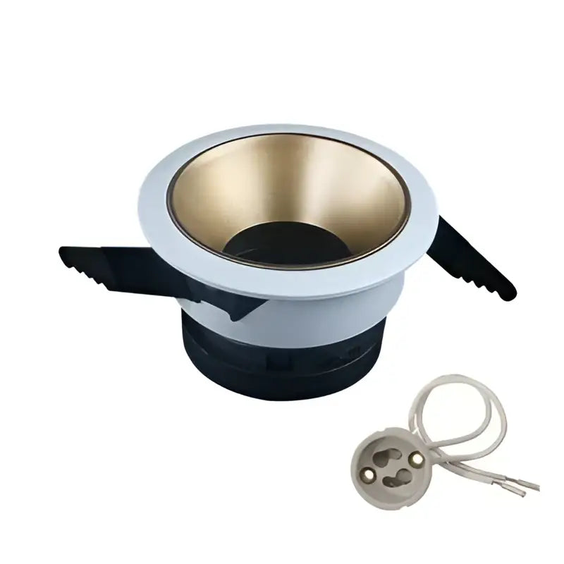 White and gold decorbites adjustable gu10 mr16 ceiling downlight with black mounting brackets for modern bedroom decor
