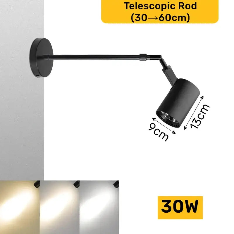 Modern black telescopic wall lamp with adjustable arm and 30w led bulb by decorbites adjustable led wall lighting