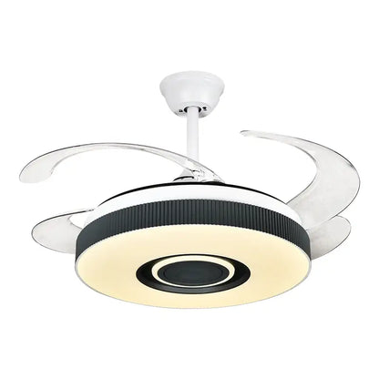 Modern black and white ceiling fan chandelier with integrated led lighting for living room use fan chandelier design