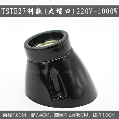 Modern black and white decorbites ceramic e27 lamp bulb holder with black ceramic e27 lamp socket and wide threaded base