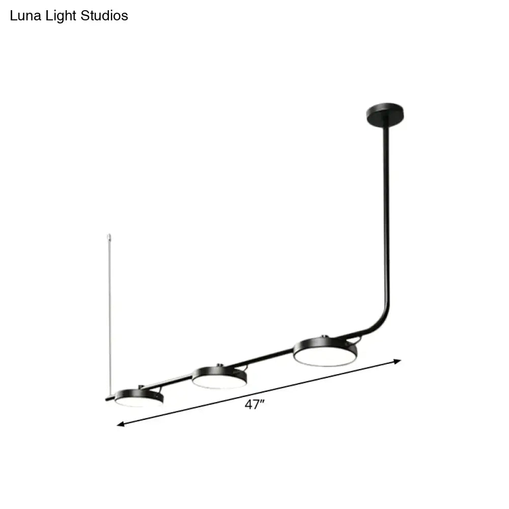 DecorBites™ modern black metal pendant light with three circular led bulbs for dining room chandelier lighting