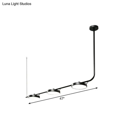 DecorBites™ modern black metal pendant light with three circular led bulbs for dining room chandelier lighting
