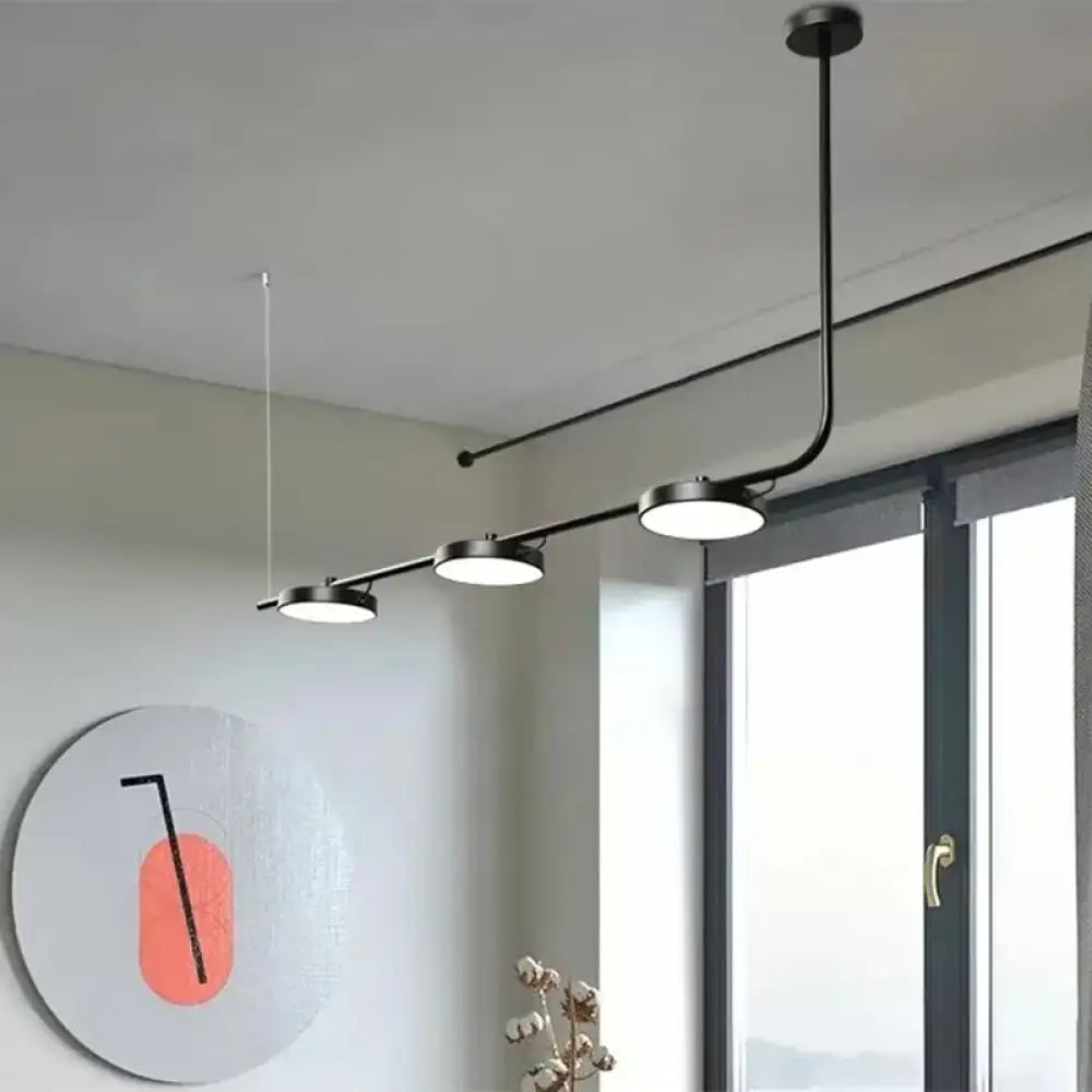 Decorbites modern black metal chandelier with three circular led bulbs for dining room maximum bulb wattage design
