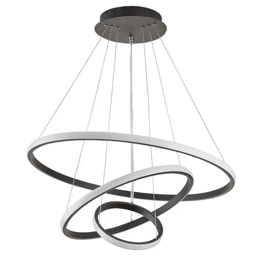 Modern black and white circles chandelier pendant lamp with sleek metallic finish for living room decorbites pendant lamp