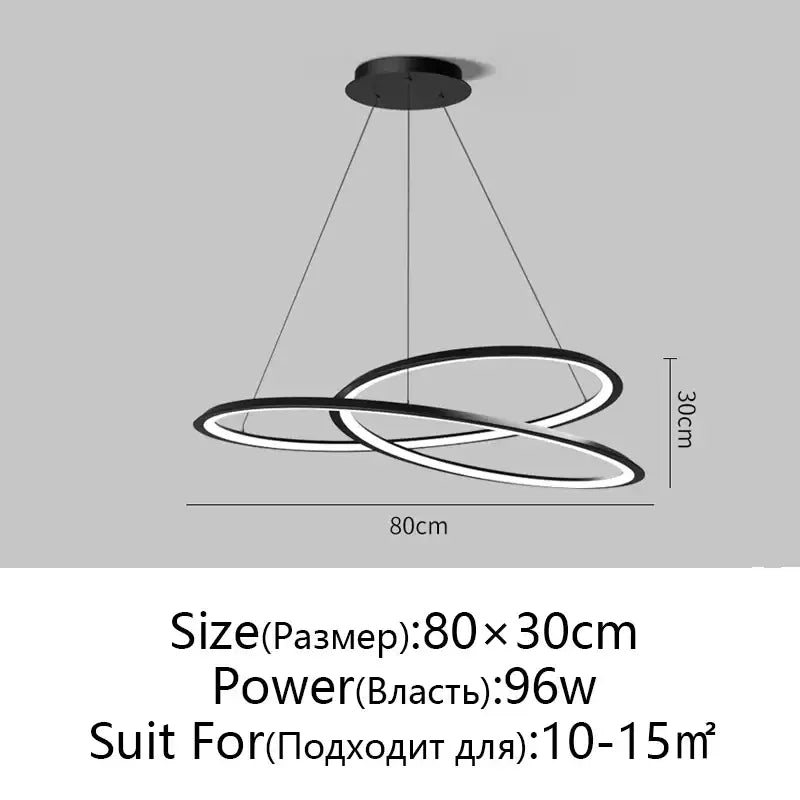 Modern black white chandelier featuring two interlocking circular rings led design for living room decorbites circular black white