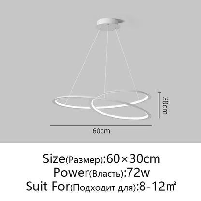 Modern black white chandelier featuring two interlocking circular led rings for living room decorbites circular black white design