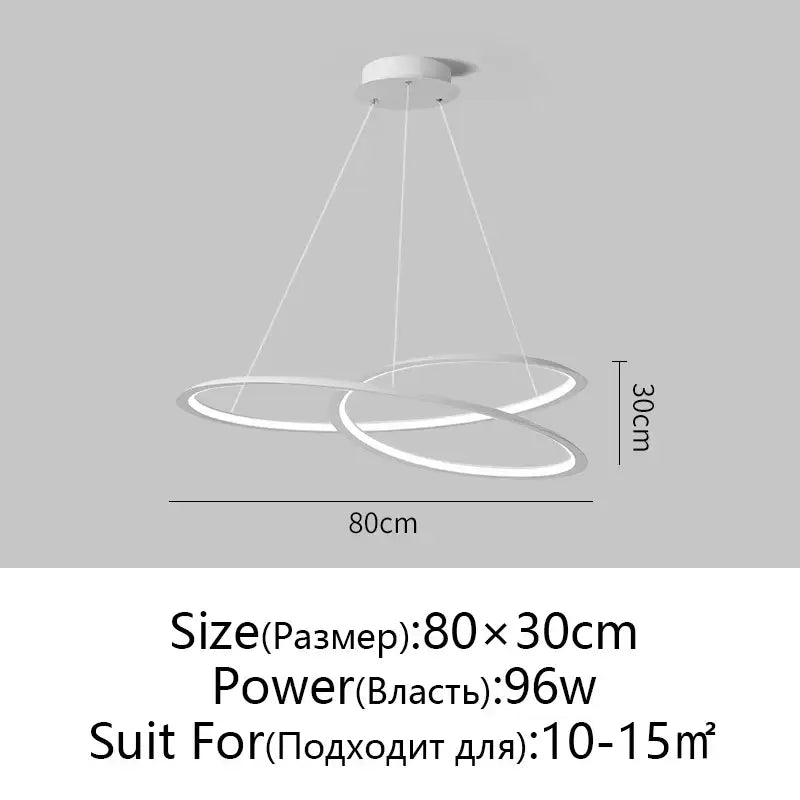 Modern black white chandelier with two interlocking circular rings led design for living room decorbites circular black white