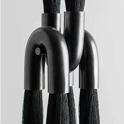 Black brush set with sleek curved metallic handles and dense bristles for decorbites cloth pendant light kitchen decor