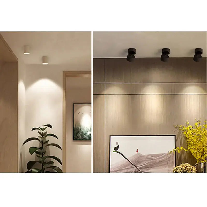 Modern black and white decorbites cob led ceiling spot light with adjustable black cylindrical heads for living room decorbites cob led