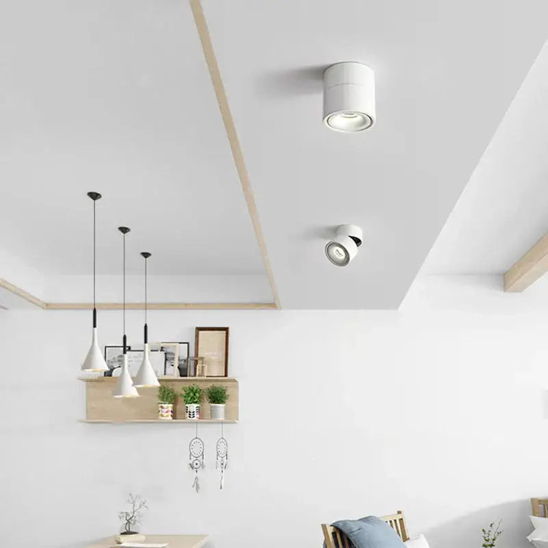 White cylindrical recessed cob led ceiling spot light with sleek modern design for living room decorbites cob led