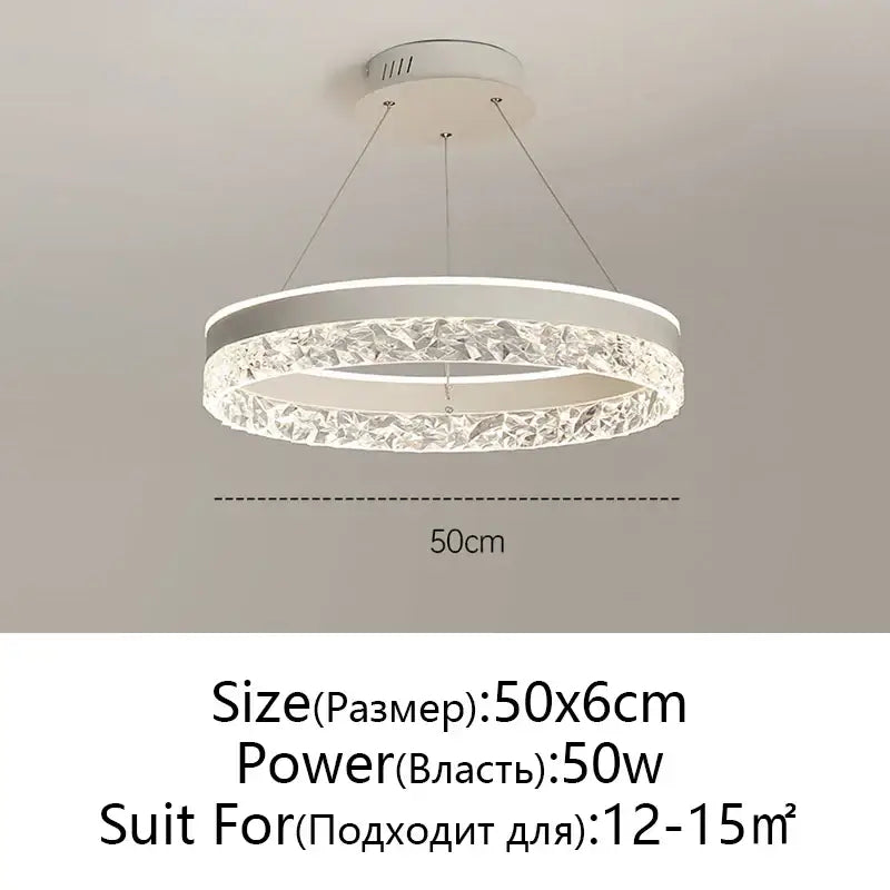 Modern black and white decorbites crystal rings led chandelier with textured crystal rings LED design for dining room decor