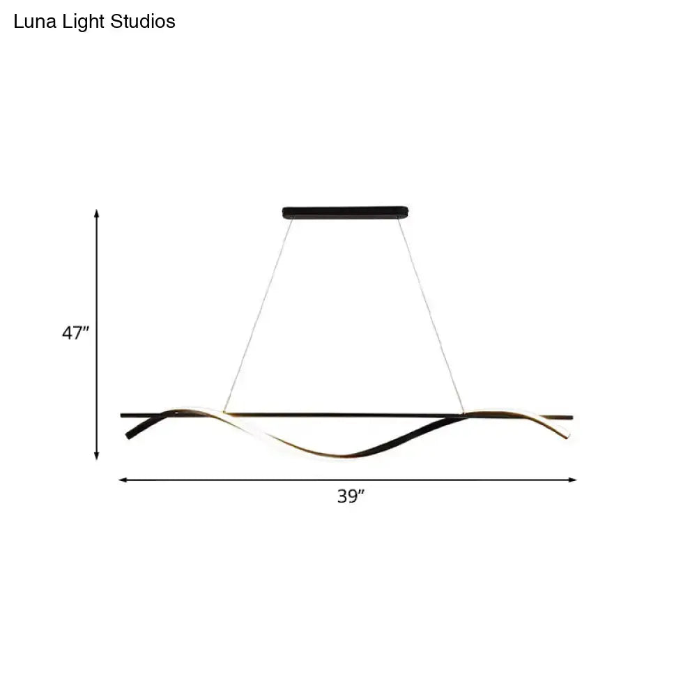 Modern black and gold acrylic swirling island pendant light with LED for stylish ceiling decor and warm white light