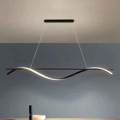 Modern black acrylic swirling island pendant light with sleek curved design and integrated led lighting by decorbites