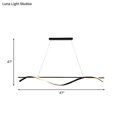 Modern black and gold acrylic swirling island pendant light with LED and sleek flowing design for ceiling decor