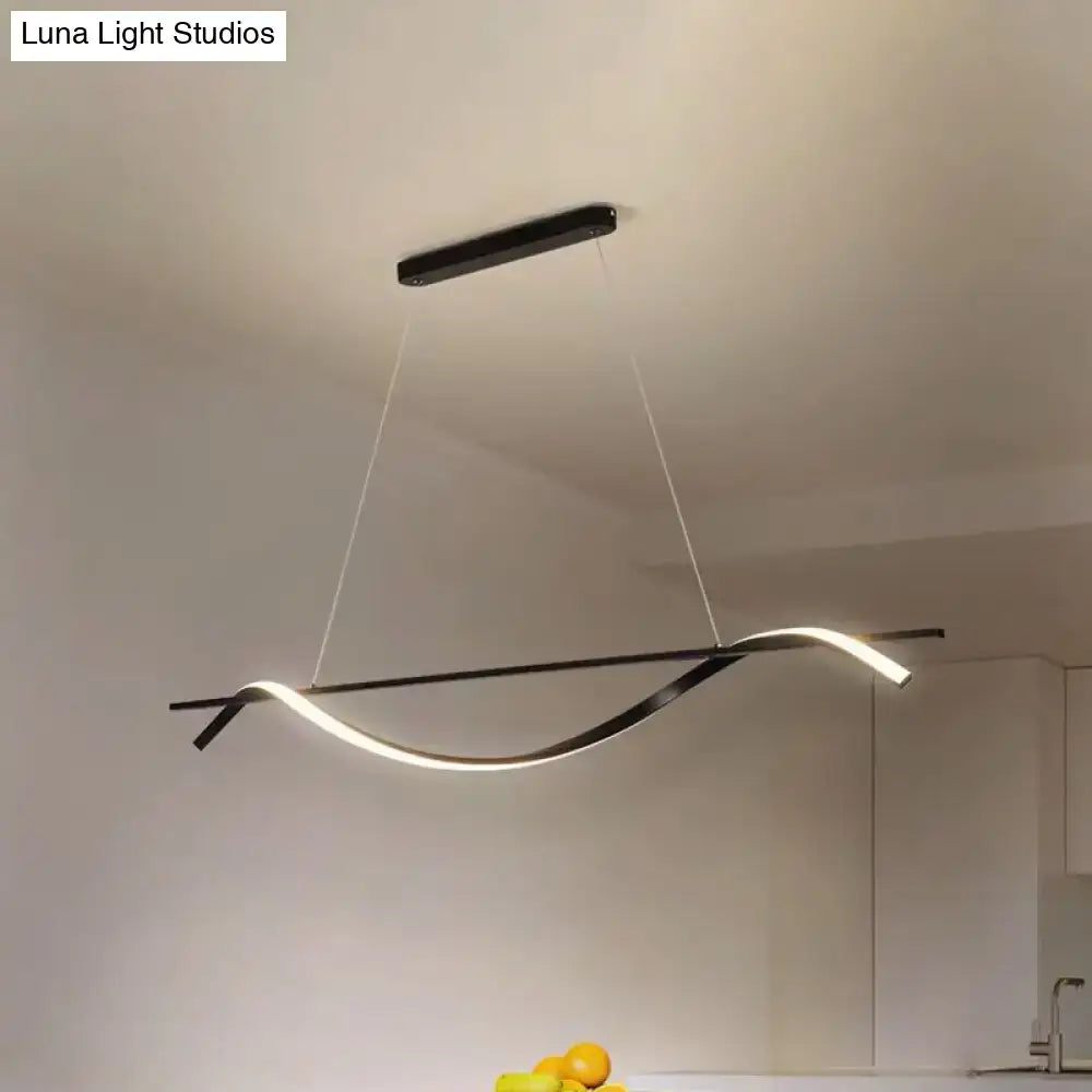 Decorbites acrylic swirling island pendant light with black acrylic swirling island design and white warm led light