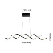 Modern black and white curved led pendant ceiling light with intertwined arms for dining room ceiling light use