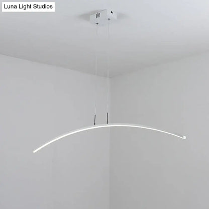 DecorBites curved metallic black white led island lamp with sleek bulb base and minimalist light type design