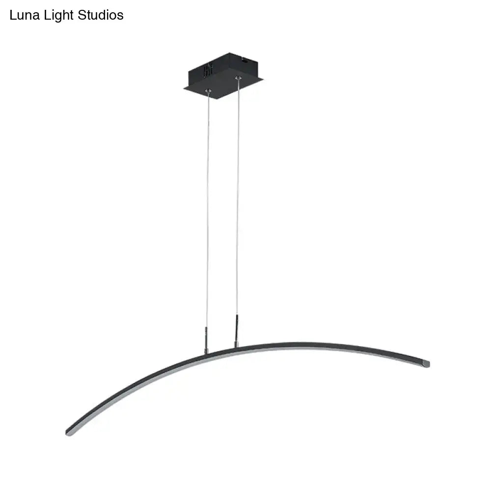 DecorBites™ curved metallic black white LED island lamp with sleek bulb base and modern light type design