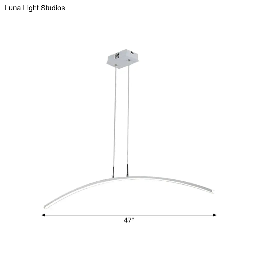 Decorbites curved metallic black white led island lamp with sleek white curved led pendant light and bulb base design