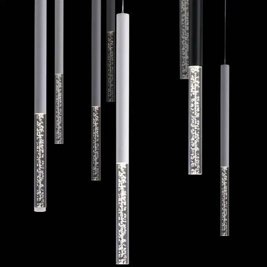 Modern black and white cylinder led pendant light with frosted glass and embedded leds for kitchen decorbites cylinder led