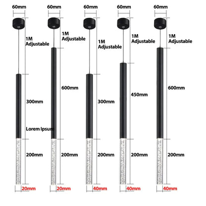 Modern black and silver decorbites cylinder led pendant light with adjustable length for kitchen lighting decor
