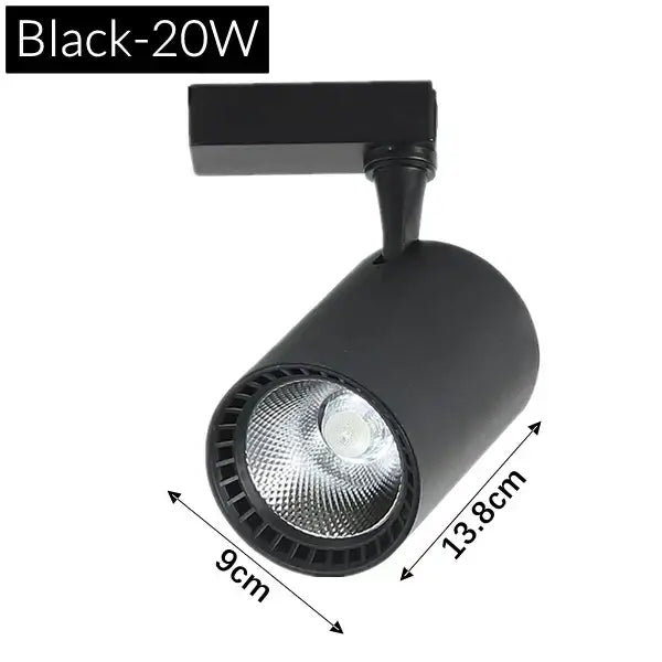 Black 20w track light with cylindrical head and adjustable arm from decorbites colorful cob phase system