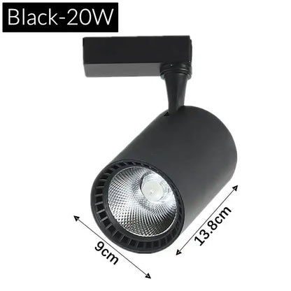 Black 20w track light with cylindrical head and adjustable arm from decorbites colorful cob phase system
