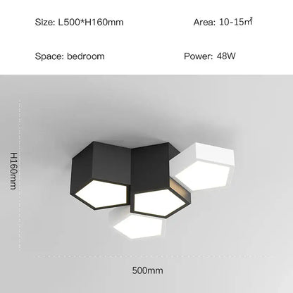 Modern black white diamond led chandelier with hexagonal minimalist design for living room decorbites black white lighting