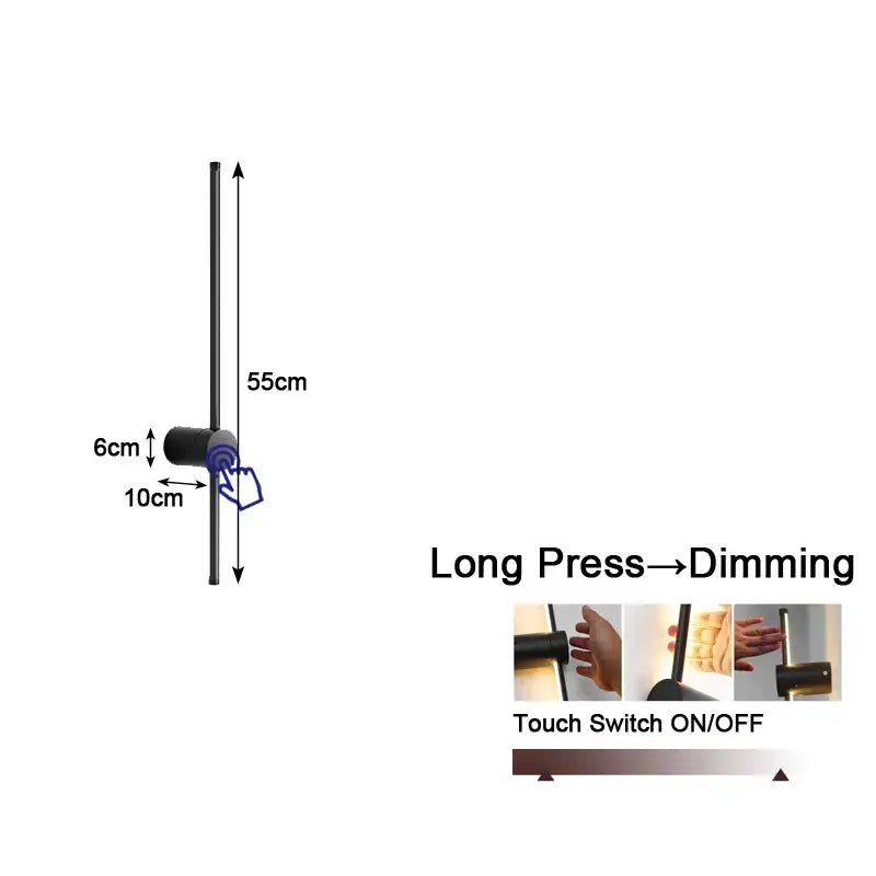 Black minimalist wall lights with decorbites dimmable led touch switch for bedroom sconce lighting and on off control