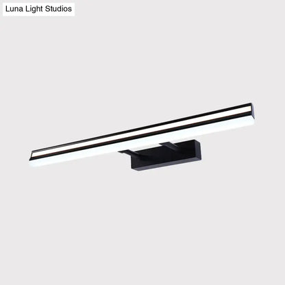 Modern black double arm vanity light with frosted glass diffuser and sleek rectangle design for bathroom use