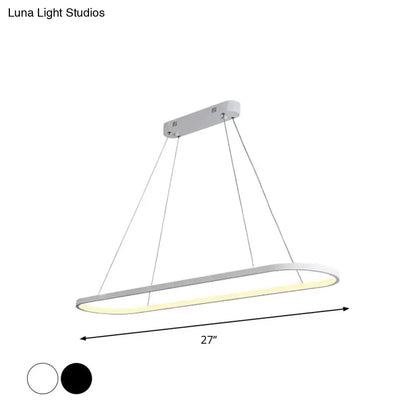 Modern white oval ellipse hanging lamp with sleek minimalist design and warm led illumination for dining table