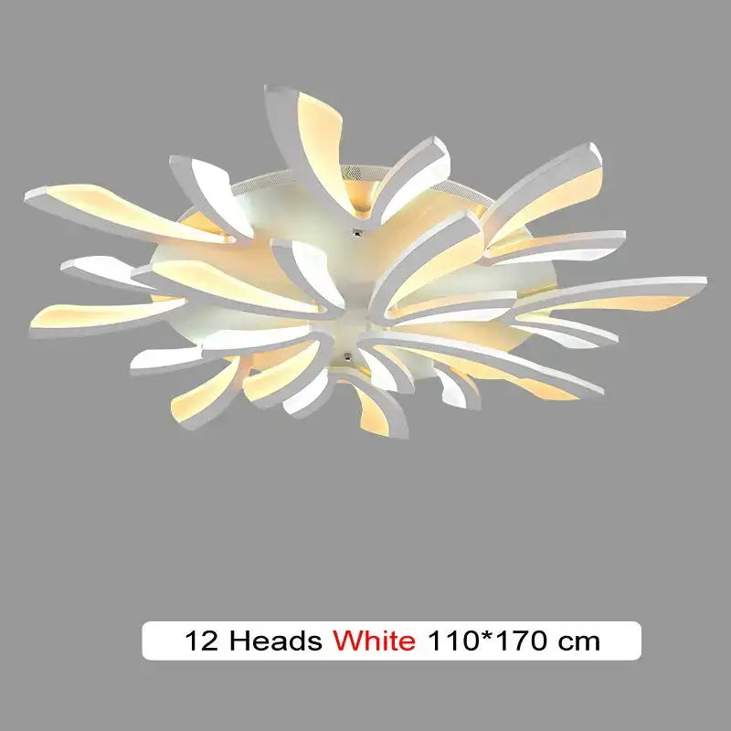 Modern black and white flower led chandelier with 12 white petal like arms illuminated for decorbites led chandelier decor