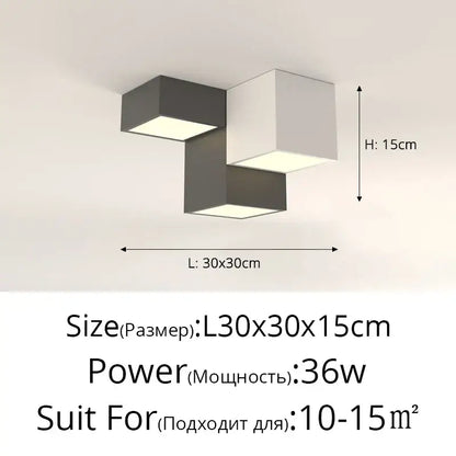 Modern black and white geometric led ceiling light with interlocking cube panels for bedroom decorbites geometric led ceiling
