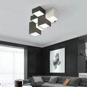 Modern black and white geometric led ceiling light with cube design ideal for bedroom decorbites geometric led ceiling