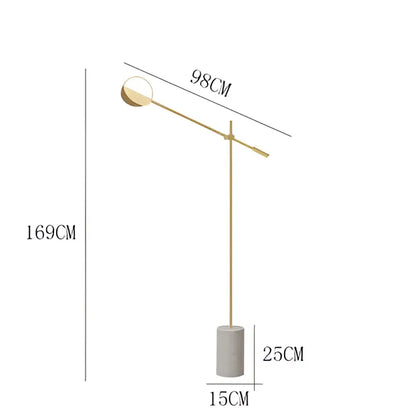 Gold-toned minimalist floor lamp with cylindrical concrete base and adjustable arm complements decorbites geometric line pendant lamp